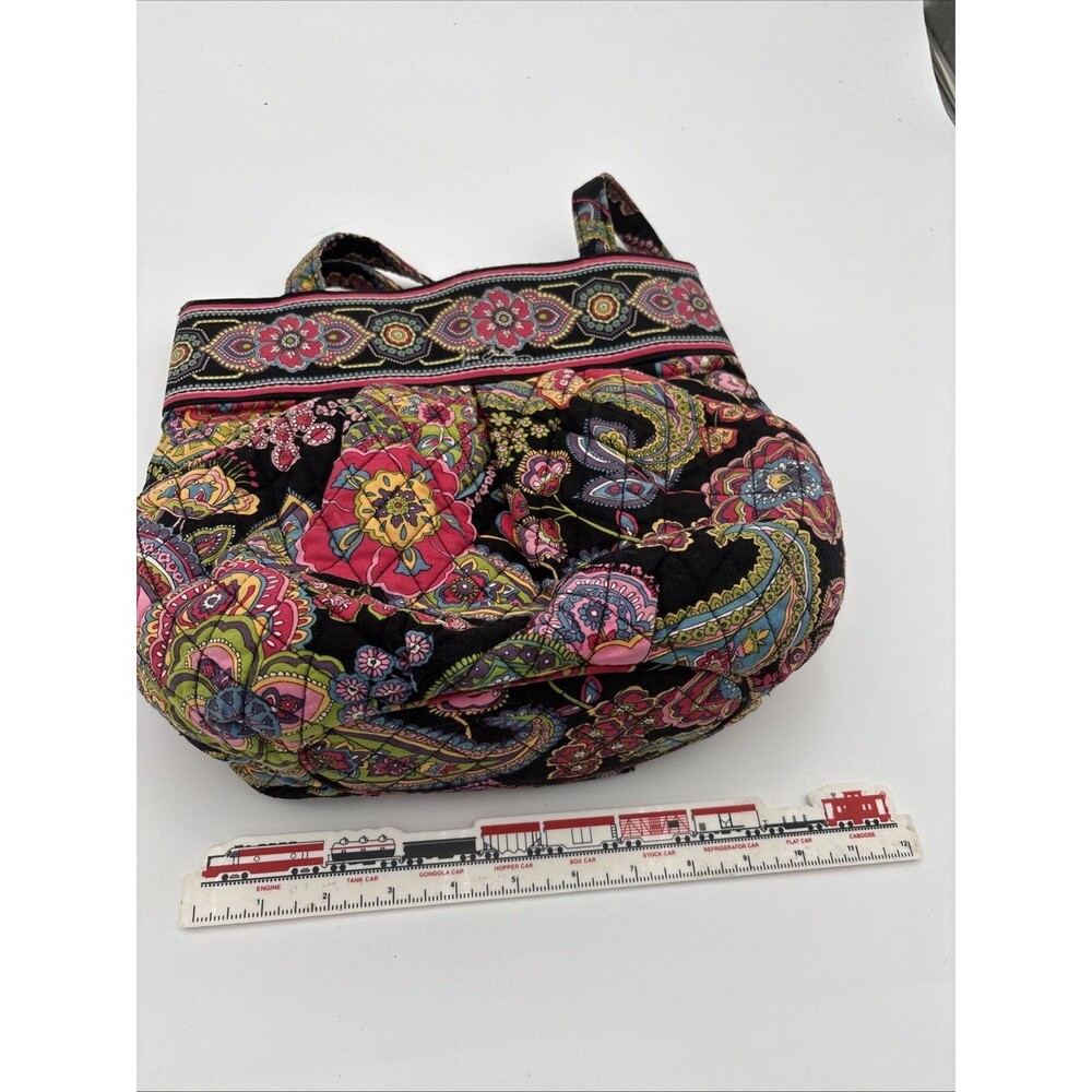 Vera Bradley Handbag Black With Multicolored Pattern